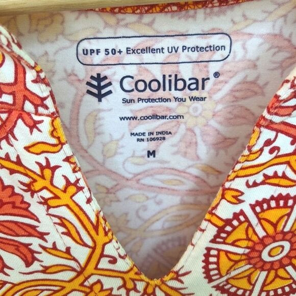 Coolibar Dress Oceanside Floral Tunic UPF 50+ Orange Womens Medium - Picture 3 of 9
